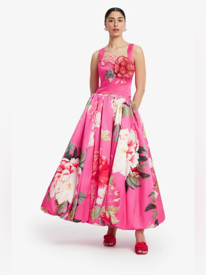 Leo Lin Isadora & Victoria Fuschia Floral Embroidery Applique Top & Skirt Set
